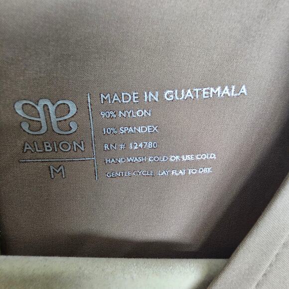 Albion Womens Going Places Tan Active Casual Work Dress Cinch Waist Sz M Pockets - Picture 7 of 10